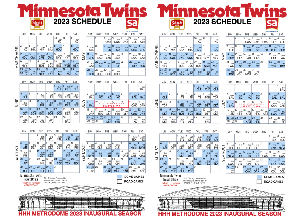 printable schedule minnesota Twins 2023